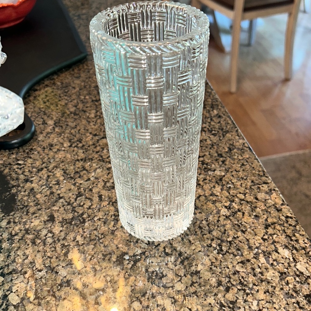 8inch basket weave vase Tiffany n co